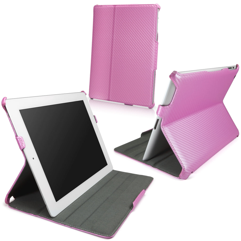 Satin Pink Leather Book Jacket - Apple iPad 3 Case