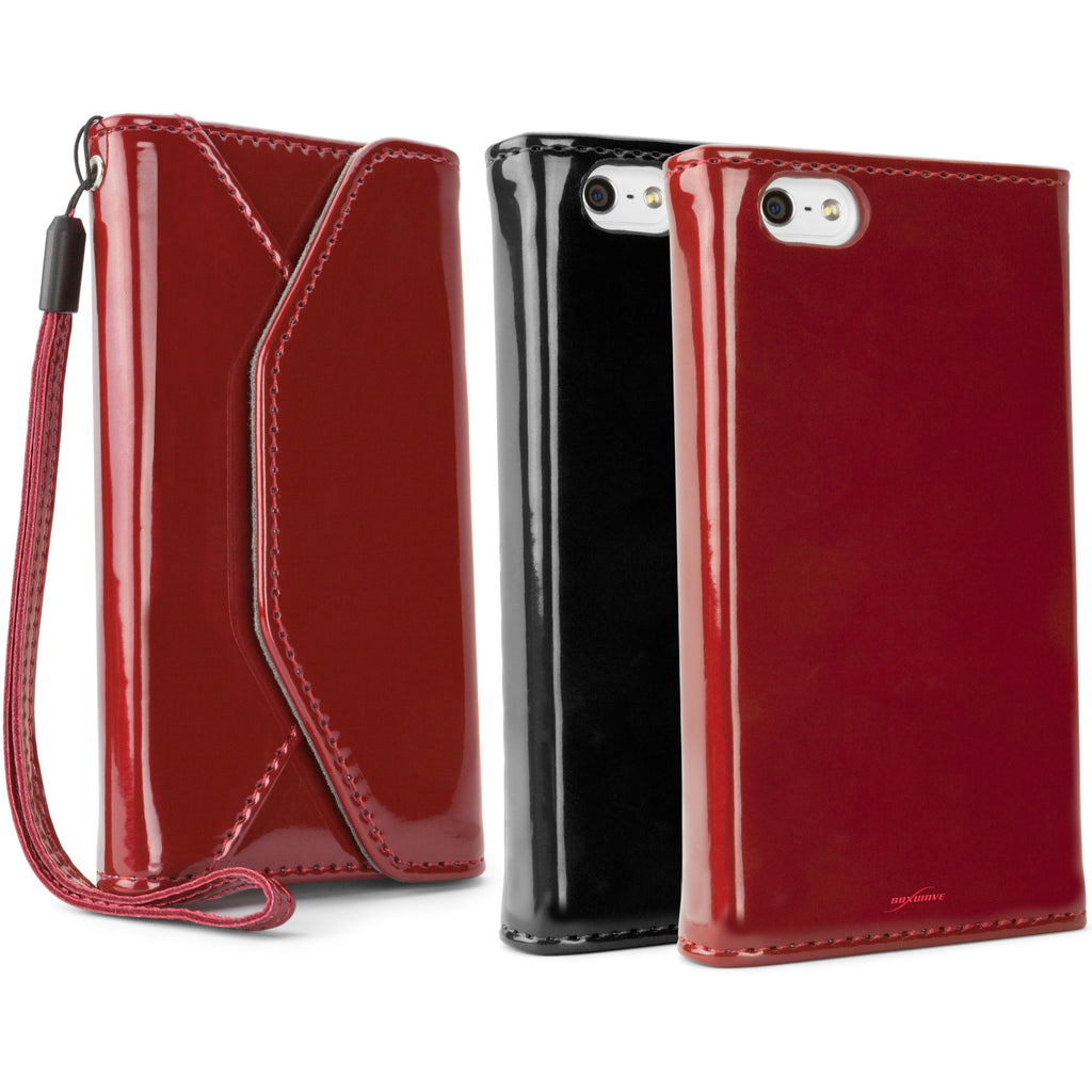 Patent Leather Wallet Case - Apple iPhone 5 Case