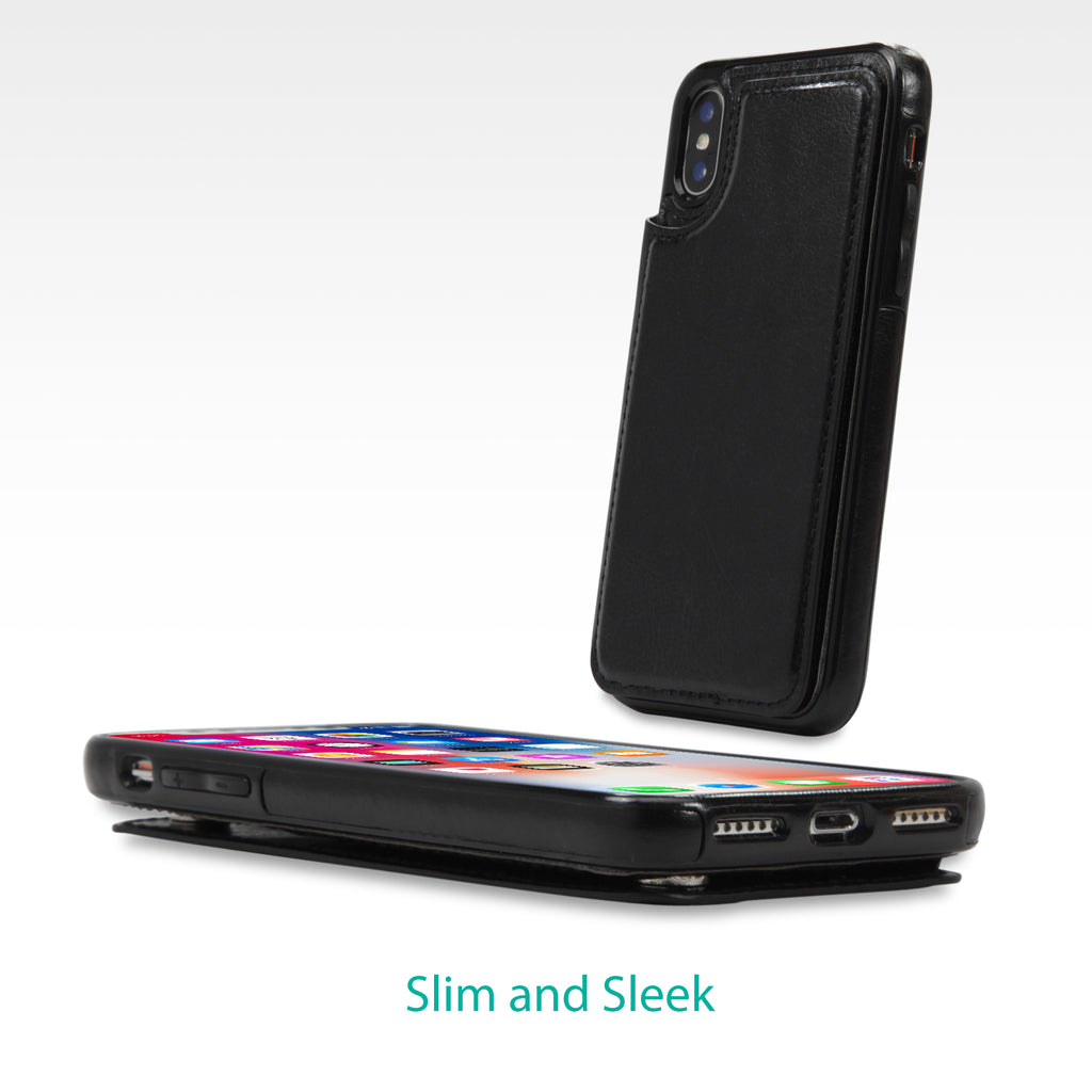 Compact Leather Wallet Case - Apple iPhone XS Case