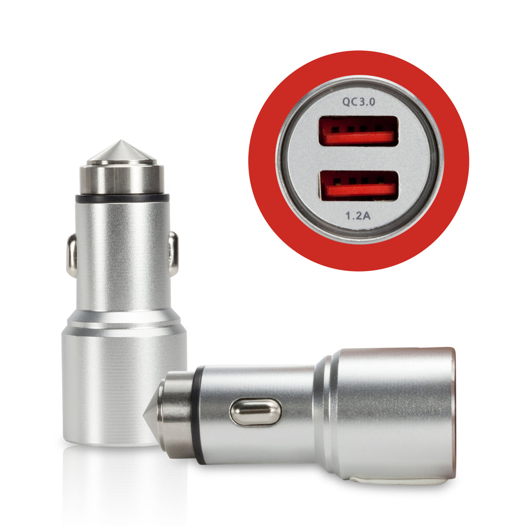 Dual Car Charger with Emergency Center Punch - Apple iPhone X Car Charger