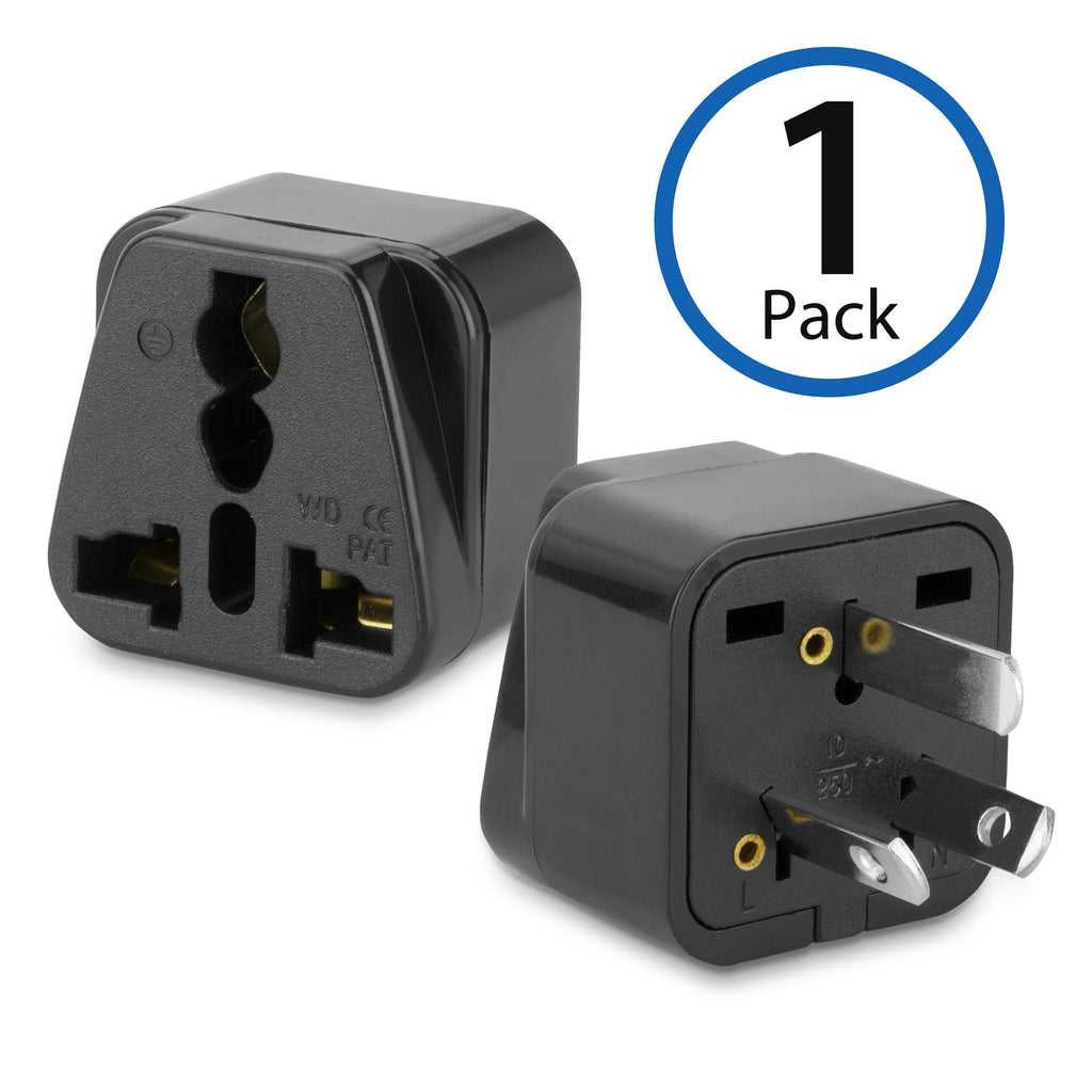 Universal to Australian Plug Adapter - With Ground Pin