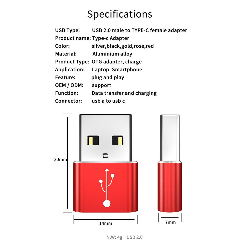 USB-A to C PortChanger (5-Pack) - Unihertz Titan Adapter